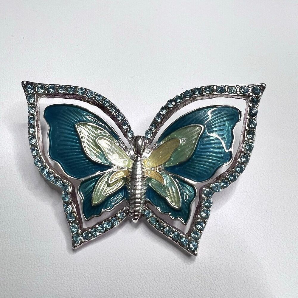 Vintage Napier Brooch Pin Green Butterfly Rhinestones Classic Jewelry - Picture 13 of 14